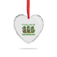 I Am The Shenanigans Heart Crystal Glass Ornament Funny Irish Raccoon St Patricks Day