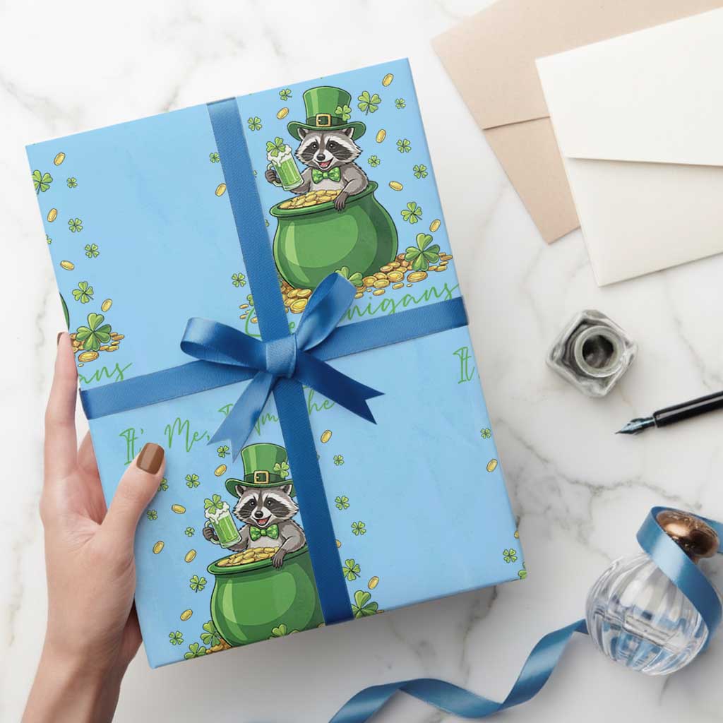 I Am The Shenanigans Wrapping Paper Roll Funny Irish Raccoon