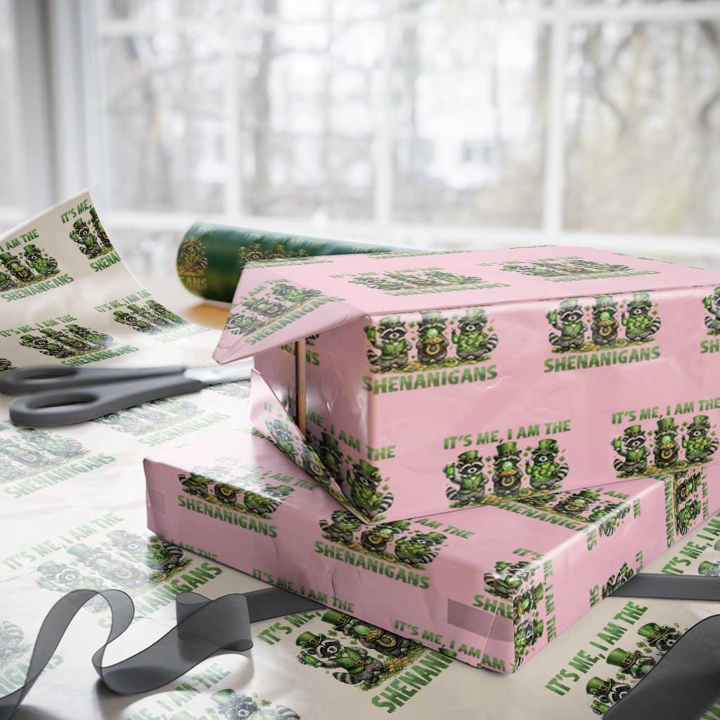 I Am The Shenanigans Wrapping Paper Roll Funny Irish Raccoon St Patricks Day