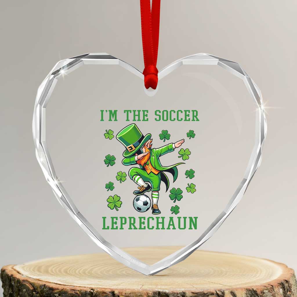 I Am The Soccer Leprechaun Heart Crystal Glass Ornament Funny Irish Soccer
