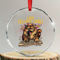 I Am Yelling Carl Graphic Crystal Glass Ornament Funny Angry Cat Typing Keyboard Comic Retro