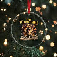 I Am Yelling Carl Graphic Crystal Glass Ornament Funny Angry Cat Typing Keyboard Comic Retro