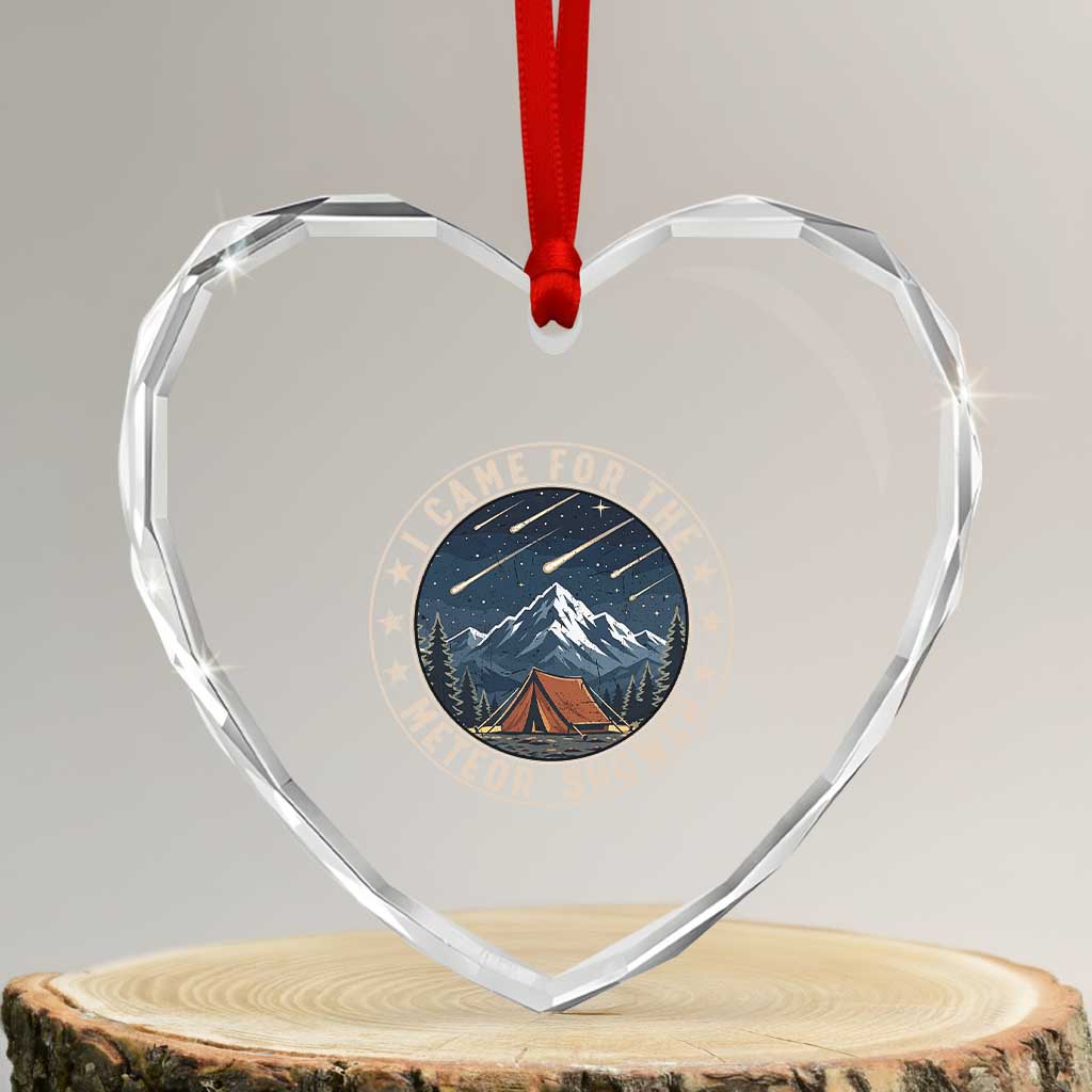 I Came For The Meteor Shower Heart Crystal Glass Ornament Funny Astronomy Camping