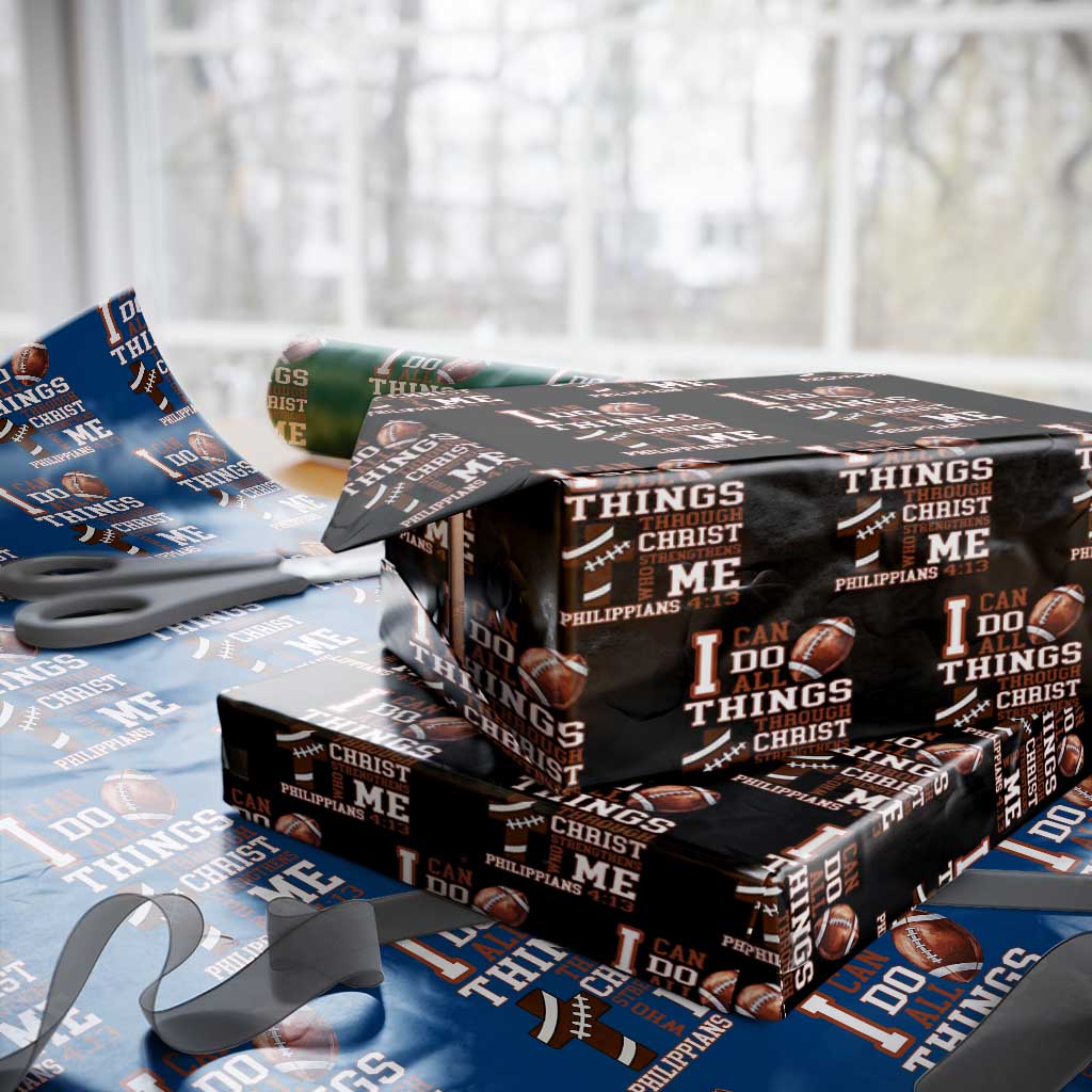 I Can Do All Things Through Christ Wrapping Paper Roll Christian Football Athlete Gift - Wonder Print Shop