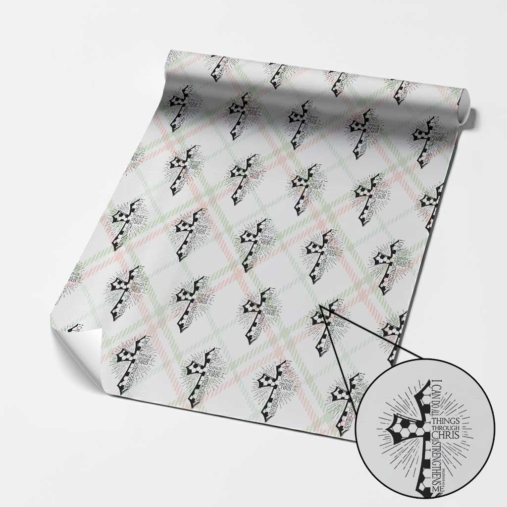 I Can Do All Things Through Christ Wrapping Paper Roll Christian Soccer Cross Gift