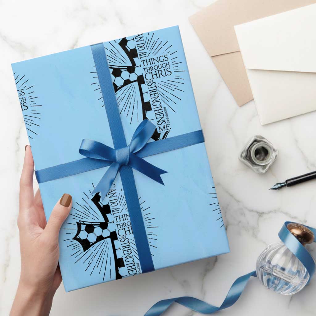 I Can Do All Things Through Christ Wrapping Paper Roll Christian Soccer Cross Gift