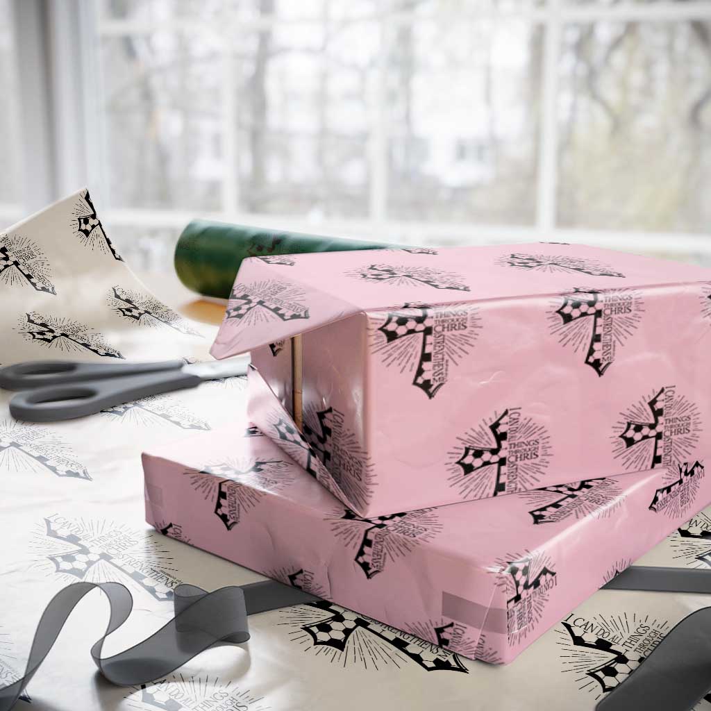 I Can Do All Things Through Christ Wrapping Paper Roll Christian Soccer Cross Gift