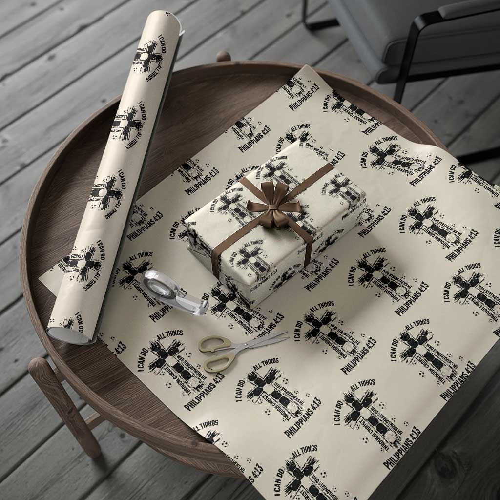 I Can Do All Things Through Christ Wrapping Paper Roll Christian Soccer Faith
