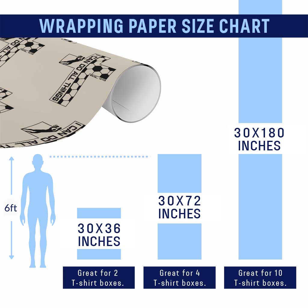 I Can Do All Things Through Soccer Christian Faith Gift Wrapping Paper Roll