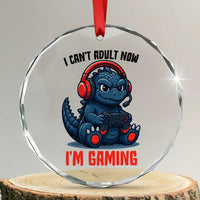 I Cant Adult Now Im Gaming Crystal Glass Ornament Funny Monster Playing Video Game - Wonder Print Shop