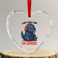 I Cant Adult Now Im Gaming Heart Crystal Glass Ornament Funny Monster Playing Video Game - Wonder Print Shop
