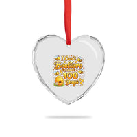 I Can't Believe It's Been 100 Days of School Cute Bee Heart Crystal Glass Ornament