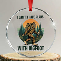 I Cant I Have Plans With Bigfoot Crystal Glass Ornament Funny Cryptid Lover Gift - Wonder Print Shop