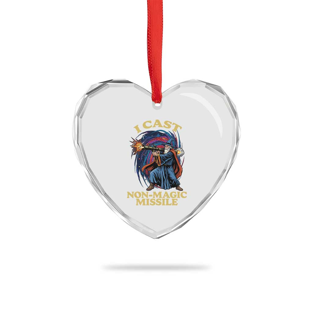 I Cast Non-Magic Missile Funny Wizard Parody Meme Heart Crystal Glass Ornament - Wonder Print Shop