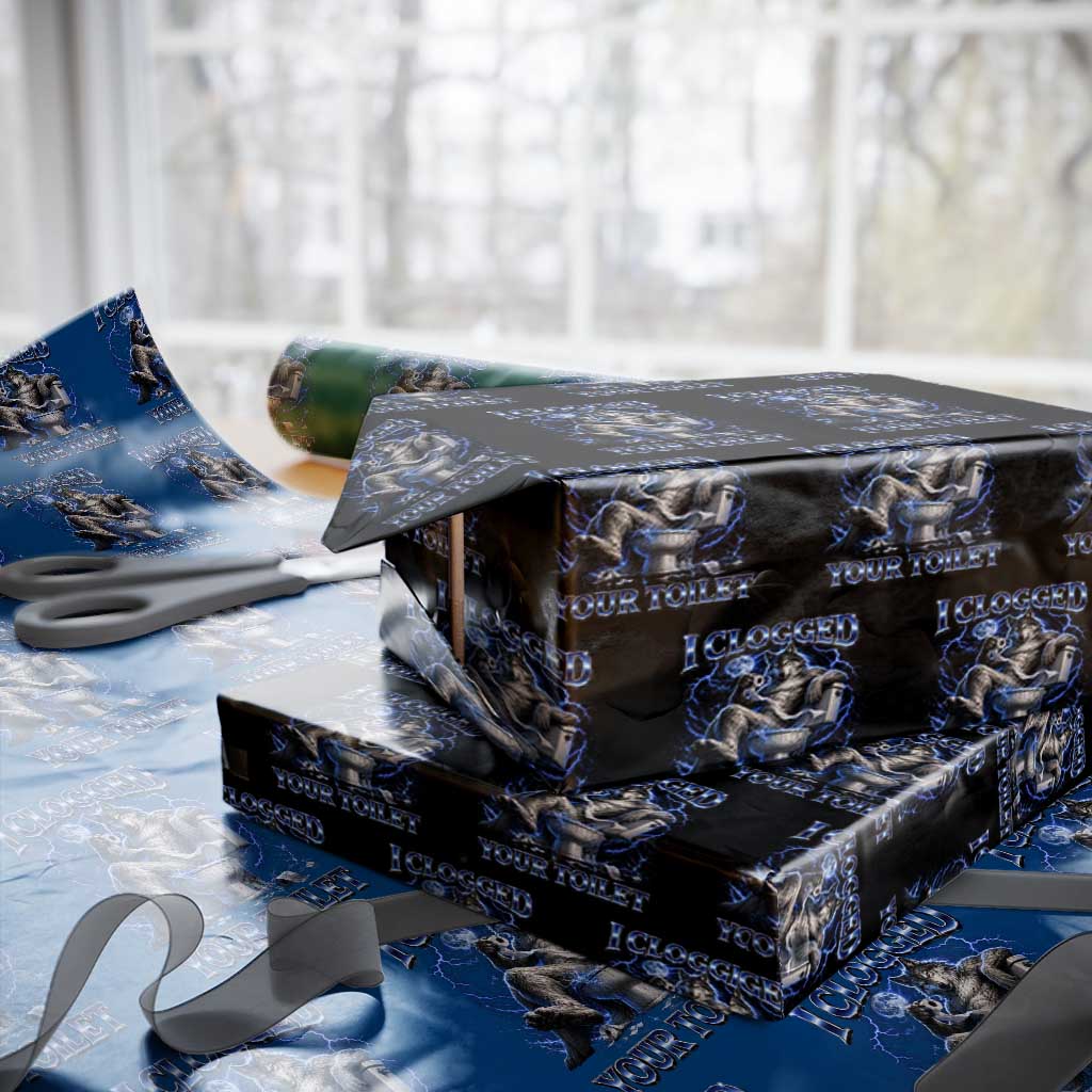 I Clogged Your Toilet Alpha Wolf Meme Wrapping Paper Roll Funny Unhinged Stupid Brainrot