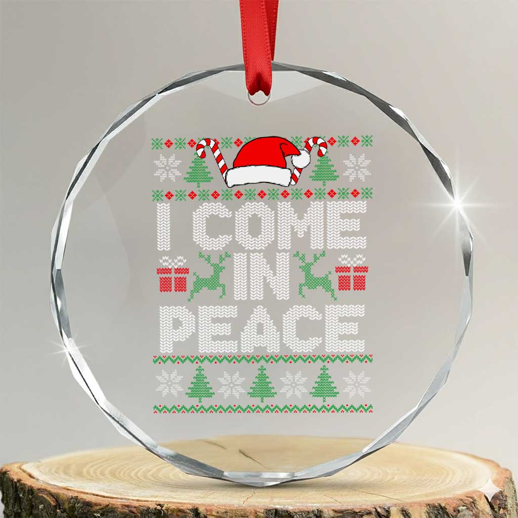 I Come In Peace Funny Christmas Matching Couple Crystal Glass Ornament Offensive Adult Humor Festive Holiday - Wonder Print Shop