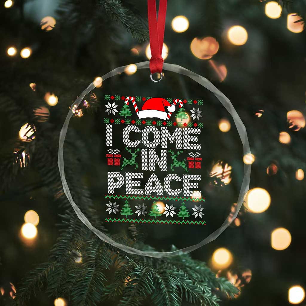 I Come In Peace Funny Christmas Matching Couple Crystal Glass Ornament Offensive Adult Humor Festive Holiday - Wonder Print Shop