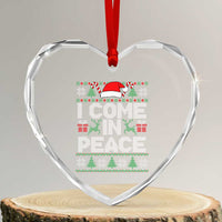 I Come In Peace Funny Christmas Matching Couple Heart Crystal Glass Ornament Offensive Adult Humor Festive Holiday - Wonder Print Shop