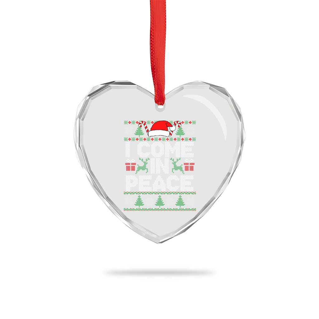 I Come In Peace Funny Christmas Matching Couple Heart Crystal Glass Ornament Offensive Adult Humor Festive Holiday - Wonder Print Shop