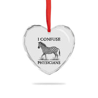 I Confuse Physicians Rare Disease Awareness Heart Crystal Glass Ornament Funny Zebra