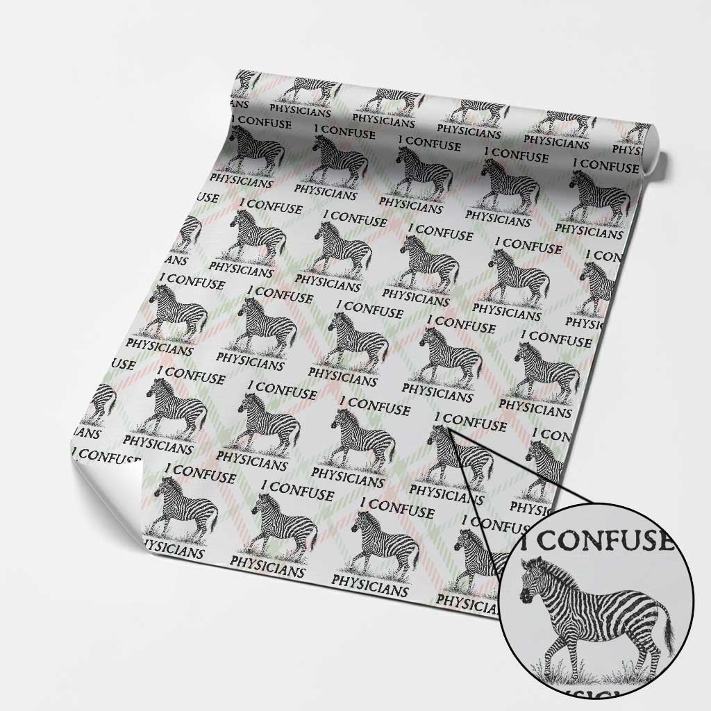 I Confuse Physicians Rare Disease Awareness Wrapping Paper Roll Funny Zebra