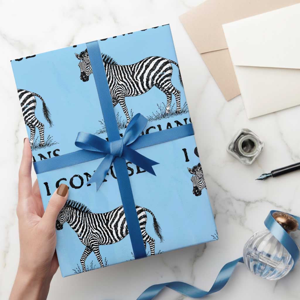 I Confuse Physicians Rare Disease Awareness Wrapping Paper Roll Funny Zebra