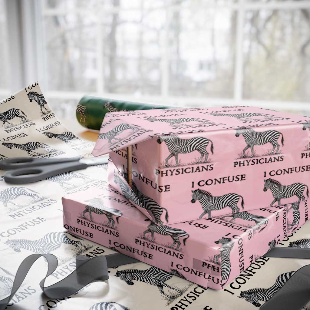 I Confuse Physicians Rare Disease Awareness Wrapping Paper Roll Funny Zebra