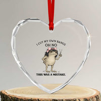 I Cut My Own Bangs Heart Crystal Glass Ornament Funny Frog Meme