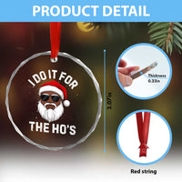 I Do It For The Hos Black Santa Christmas Crystal Glass Ornament Funny Inappropriate Rude Santa - Wonder Print Shop