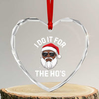 I Do It For The Hos Black Santa Christmas Heart Crystal Glass Ornament Funny Inappropriate Rude Santa - Wonder Print Shop