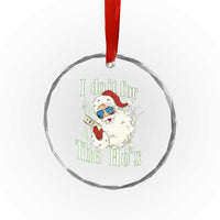 I Do It For The Hos Crystal Glass Ornament Rude Offensive Christmas Santa Face Retro Bootleg - Wonder Print Shop