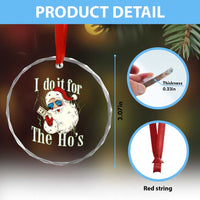 I Do It For The Hos Crystal Glass Ornament Rude Offensive Christmas Santa Face Retro Bootleg - Wonder Print Shop