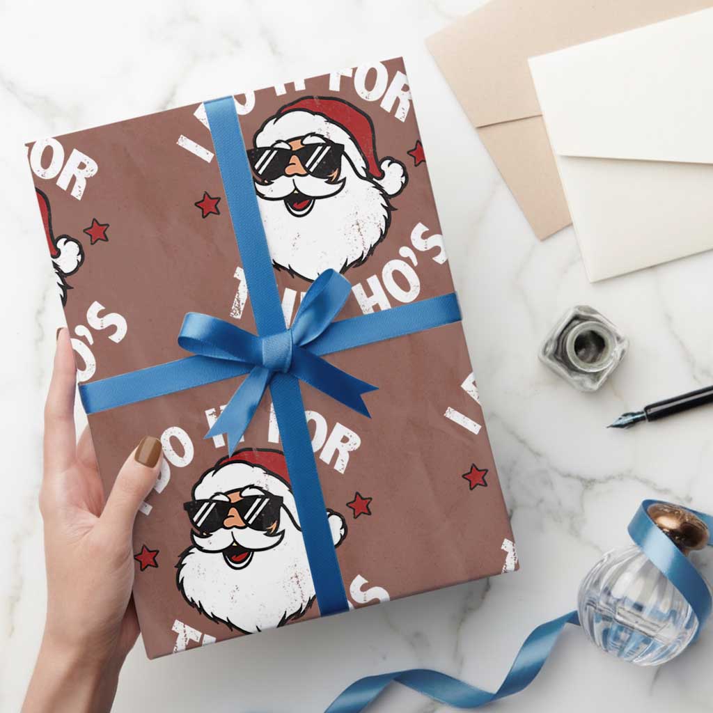 I Do It For The Ho's Wrapping Paper Roll Funny Inappropriate Santa Christmas - Wonder Print Shop
