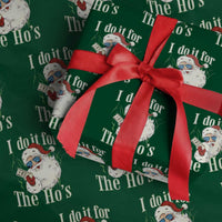 I Do It For The Hos Wrapping Paper Roll Rude Offensive Christmas Santa Face Retro Bootleg - Wonder Print Shop