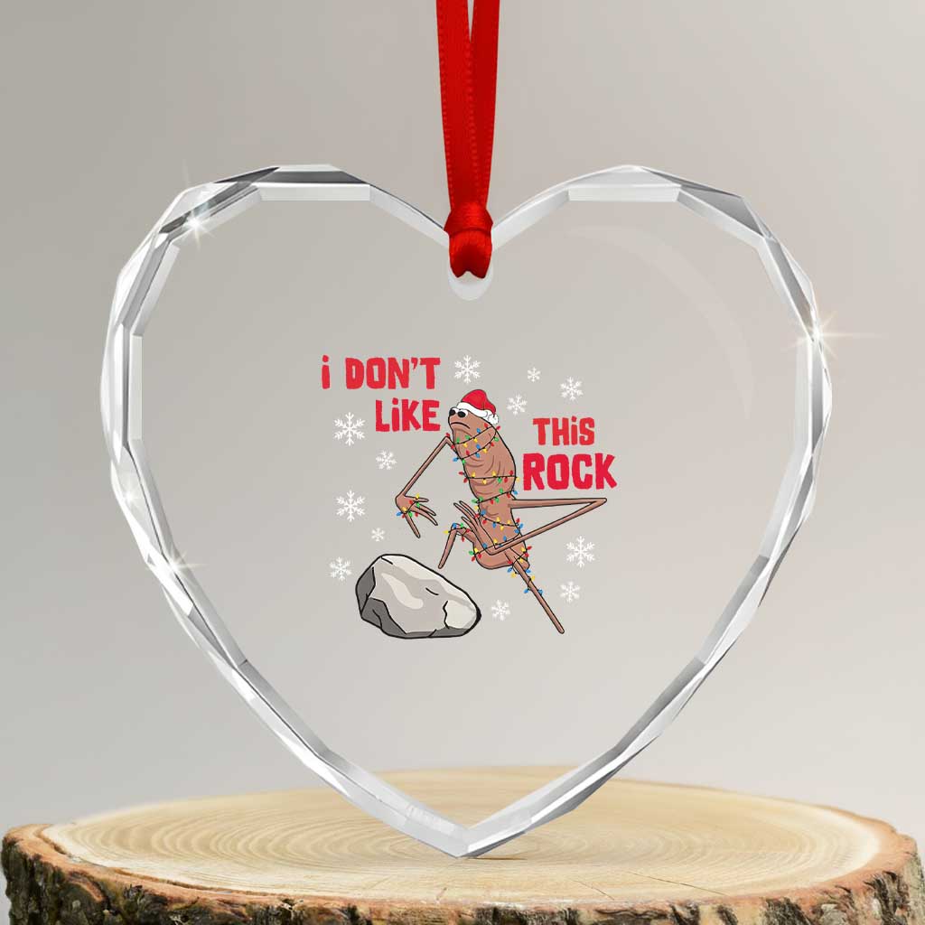 I Do Not Like This Rock Heart Crystal Glass Ornament Christmas Marcus The Worm Meme Gift - Wonder Print Shop