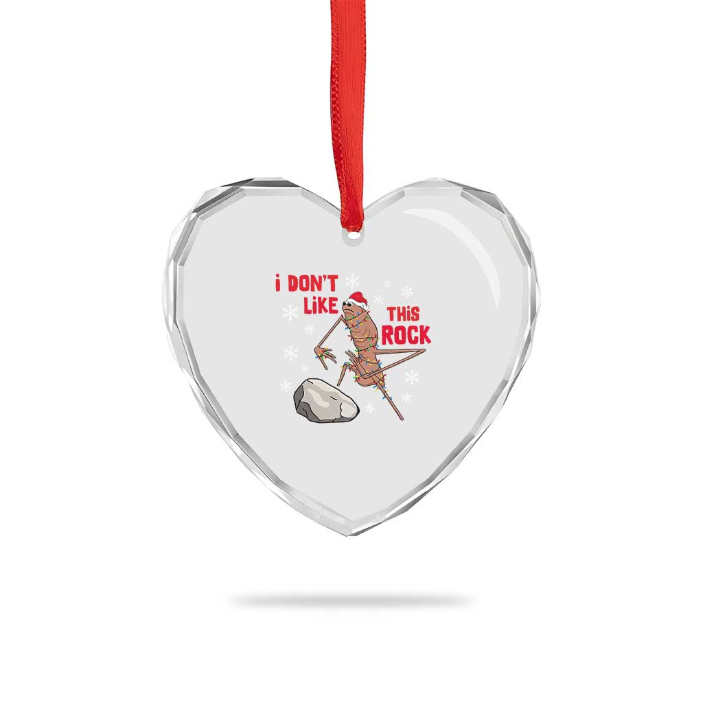 I Do Not Like This Rock Heart Crystal Glass Ornament Christmas Marcus The Worm Meme Gift - Wonder Print Shop