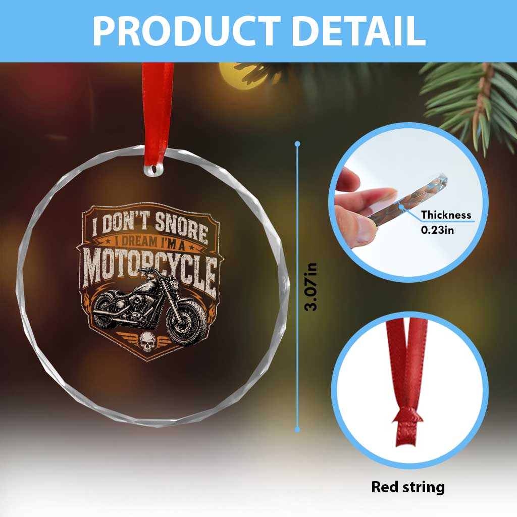 I Dont Snore I Dream Im A Motorcycle Rider Crystal Glass Ornament Snoring Biker Retro Bikers Club