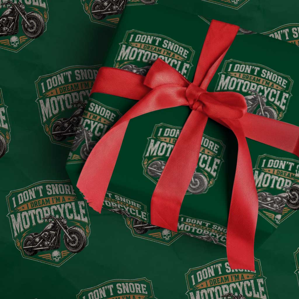 I Dont Snore I Dream Im A Motorcycle Rider Wrapping Paper Roll Snoring Biker Retro Bikers Club