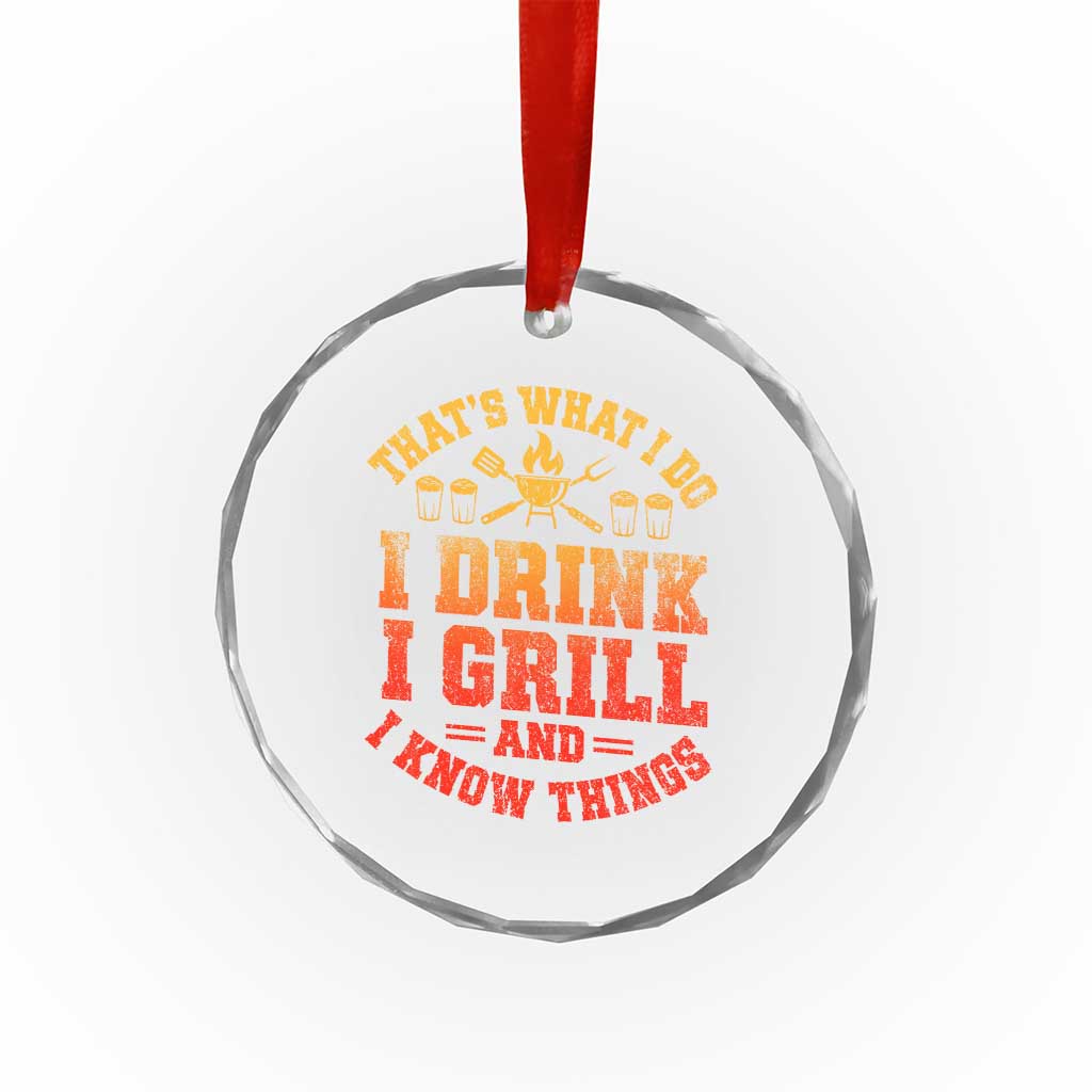I Drink I Grill Crystal Glass Ornament Funny Bbq Grilling Barbecue Beer Lovers