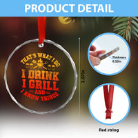 I Drink I Grill Crystal Glass Ornament Funny Bbq Grilling Barbecue Beer Lovers