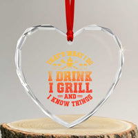 I Drink I Grill Heart Crystal Glass Ornament Funny Bbq Grilling Barbecue Beer Lovers