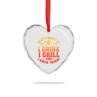 I Drink I Grill Heart Crystal Glass Ornament Funny Bbq Grilling Barbecue Beer Lovers