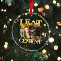 I Eat Cement Cat Meme Crystal Glass Ornament Funny Internet Memes Bootleg Cursed Cat Lovers - Wonder Print Shop