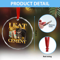 I Eat Cement Cat Meme Crystal Glass Ornament Funny Internet Memes Bootleg Cursed Cat Lovers - Wonder Print Shop