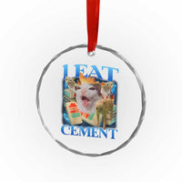 I Eat Cement Cursed Cat Crystal Glass Ornament Funny Cat Meme Ironic - Wonder Print Shop