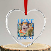 I Eat Cement Cursed Cat Heart Crystal Glass Ornament Funny Cat Meme Ironic - Wonder Print Shop