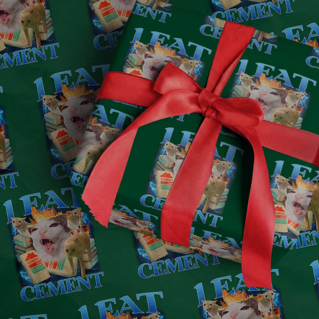 I Eat Cement Cursed Cat Wrapping Paper Roll Funny Cat Meme Ironic - Wonder Print Shop
