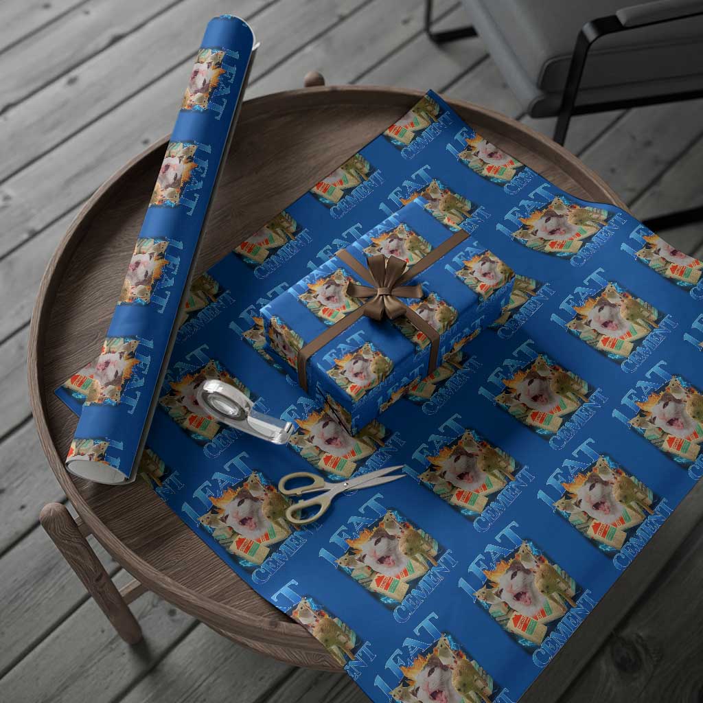 I Eat Cement Cursed Cat Wrapping Paper Roll Funny Cat Meme Ironic - Wonder Print Shop