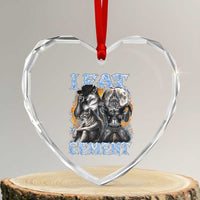 I Eat Cement Funny Alpha Wolf Meme Heart Crystal Glass Ornament Stupid Brainrot Meme Edging Werewolf Boootleg Graphic