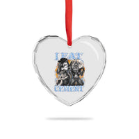 I Eat Cement Funny Alpha Wolf Meme Heart Crystal Glass Ornament Stupid Brainrot Meme Edging Werewolf Boootleg Graphic